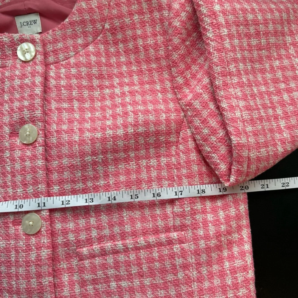 J. Crew Tweed Patch Pocket Lady Jacket, Size 8, Bubblegum Pink and White - Picture 8 of 10